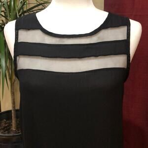 Birdcage Francesca’s Black Top with Sheer Black Panels size S